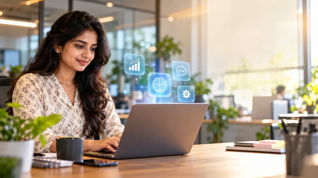 AI Workspace with Holographic Insights