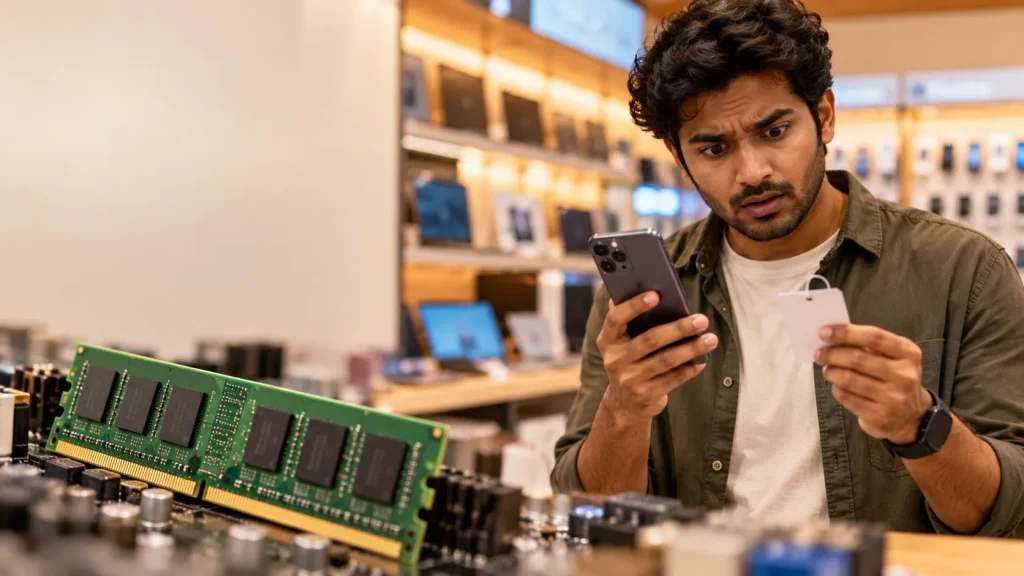 Surprised Shopper and RAM Module